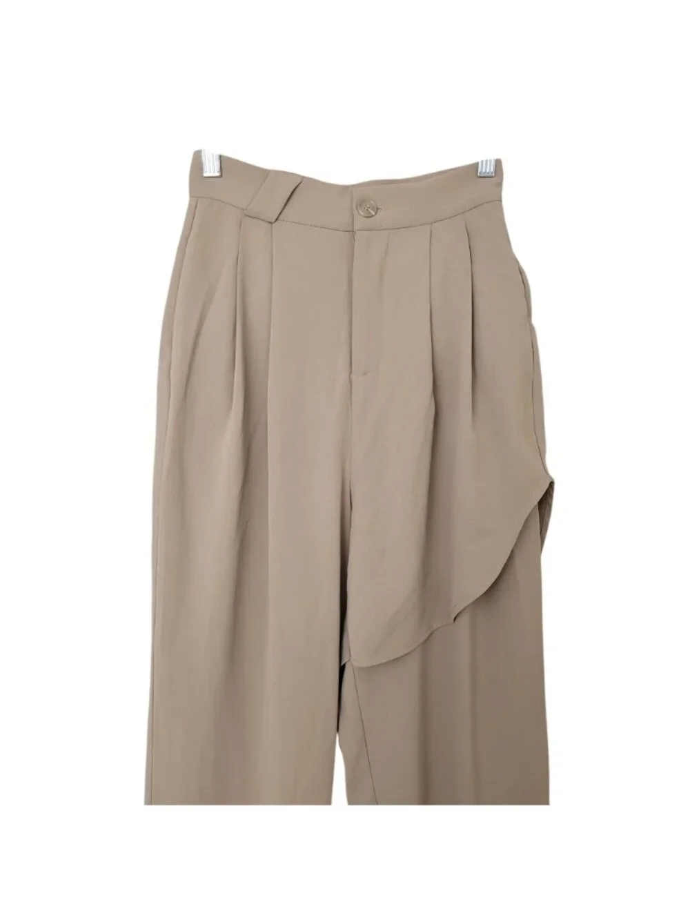 Laboratory Of Mouggan Pleated Pants Womens Size S Beige Asymmetrical Overlay - Picture 3 of 7